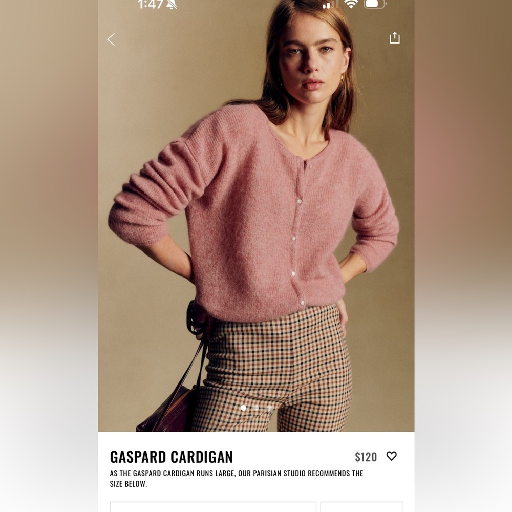 Sezane Gaspard Cardigan Rosewood - Size XS